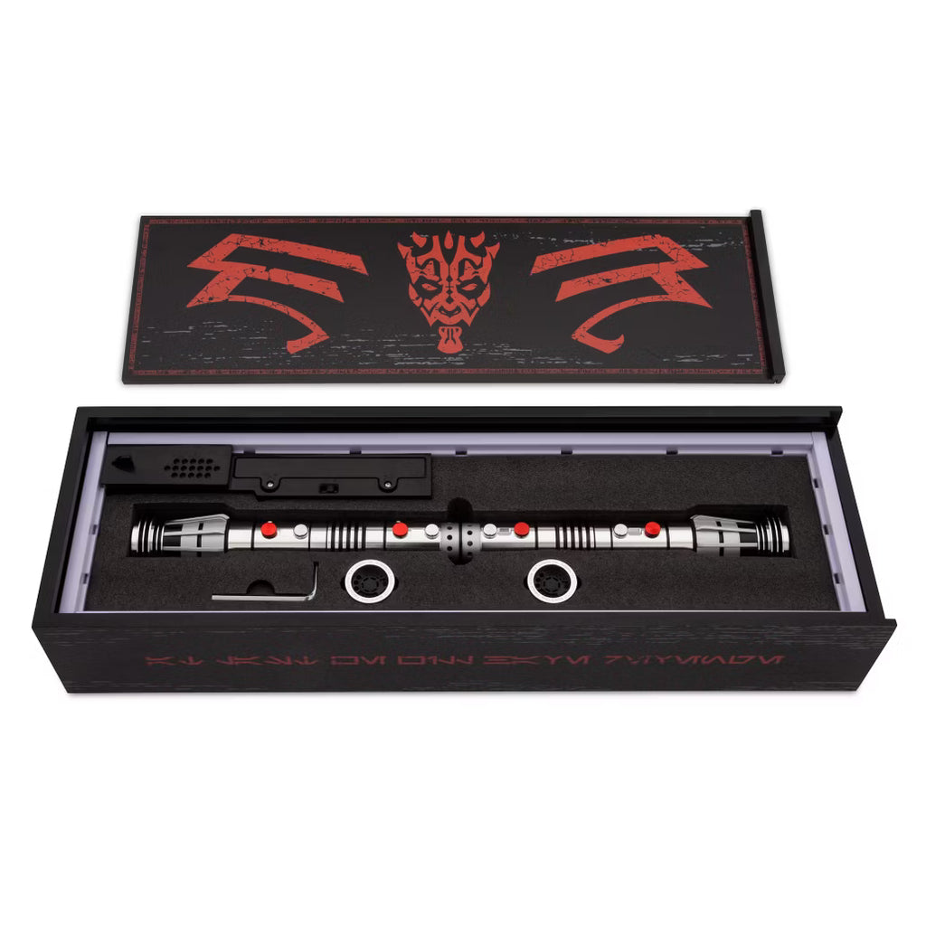 El aprendiz Sith: Set empuñaduras réplica espada láser Darth Maul, edición limitada, Star Wars: La amenaza fantasma, 25.º aniversario