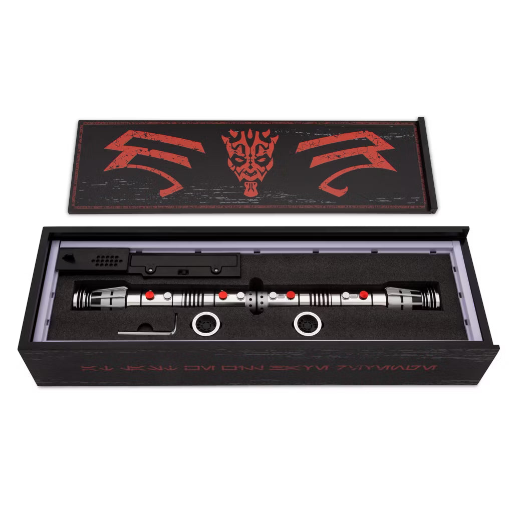 El aprendiz Sith: Set empuñaduras réplica espada láser Darth Maul, edición limitada, Star Wars: La amenaza fantasma, 25.º aniversario