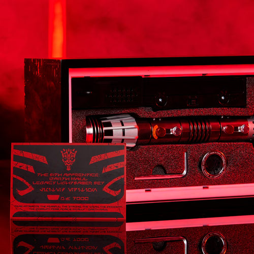 El aprendiz Sith: Set empuñaduras réplica espada láser Darth Maul, edición limitada, Star Wars: La amenaza fantasma, 25.º aniversario